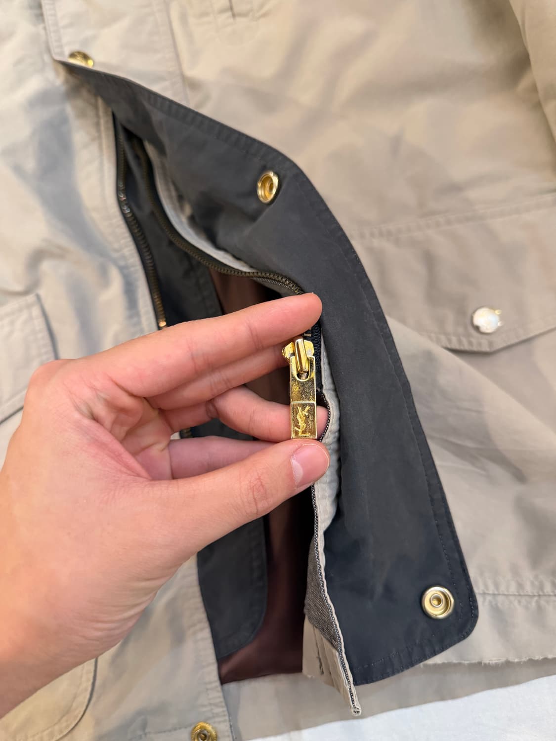 90s YSL 입생로랑 블루종 사파리 자켓 베이지 상품이미지4