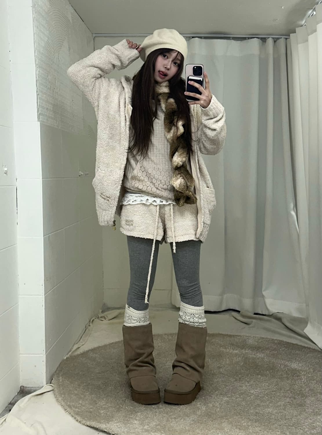 아이보리 세미갸루 코리락쿠마 모리걸 코디세트 상품이미지1