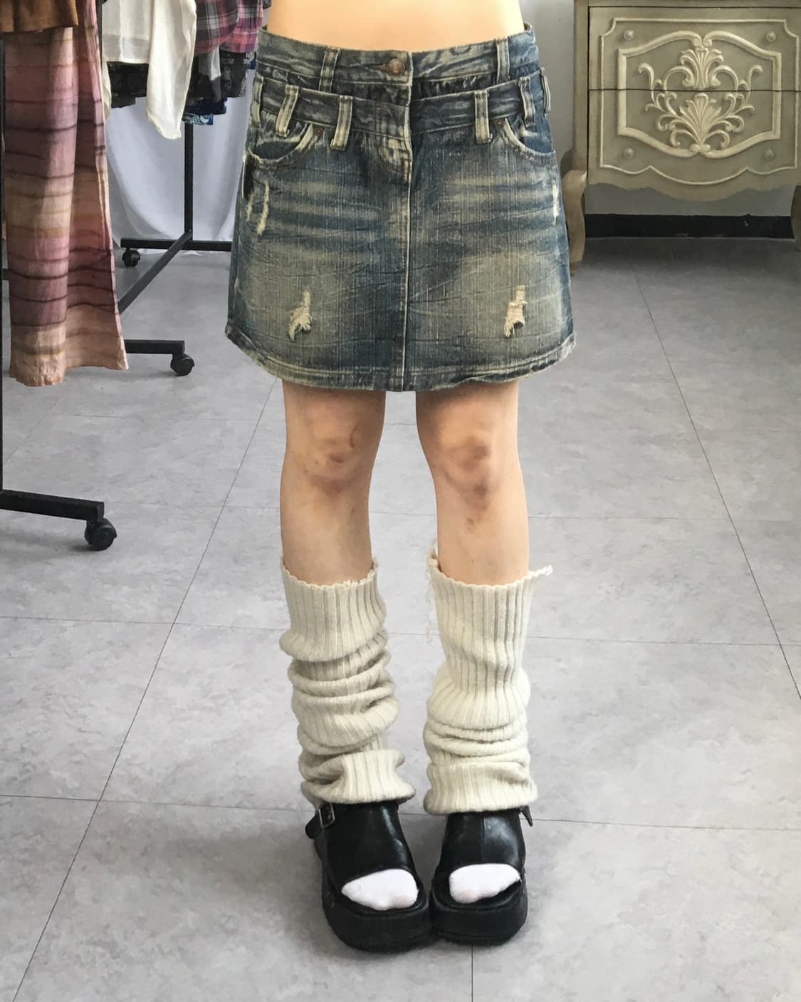 Double waist denim skirt 상품이미지5