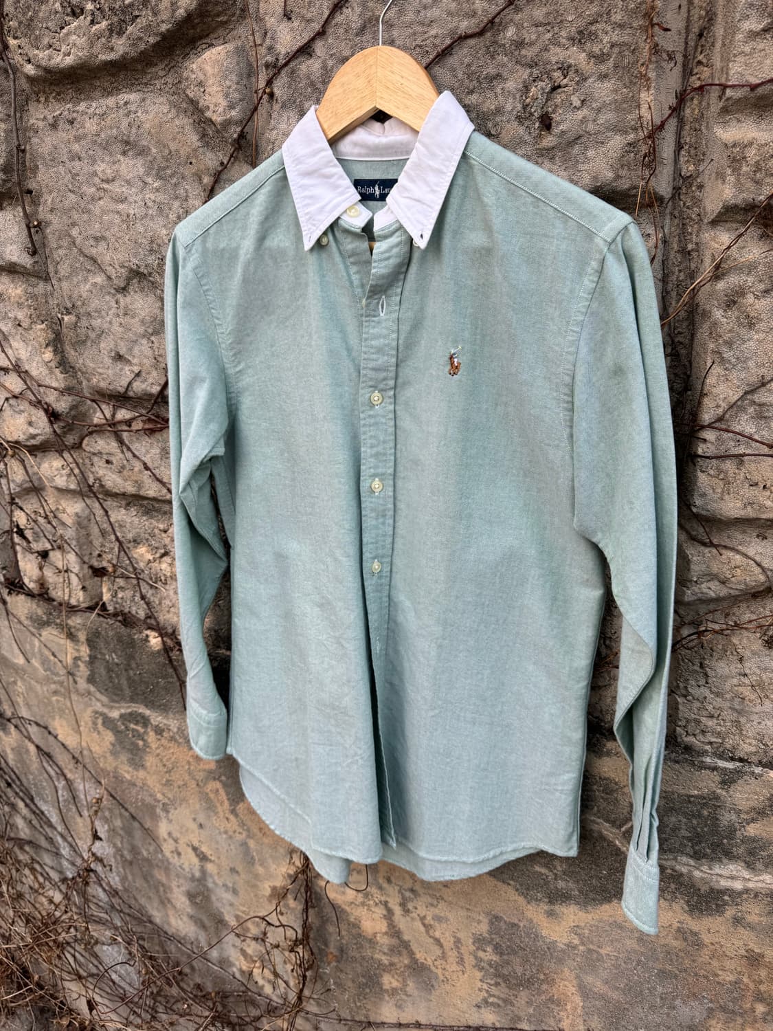 폴로 랄프로렌 빈티지 포니 자수 로고 옥스포드 셔츠 그린 우먼 상품이미지3