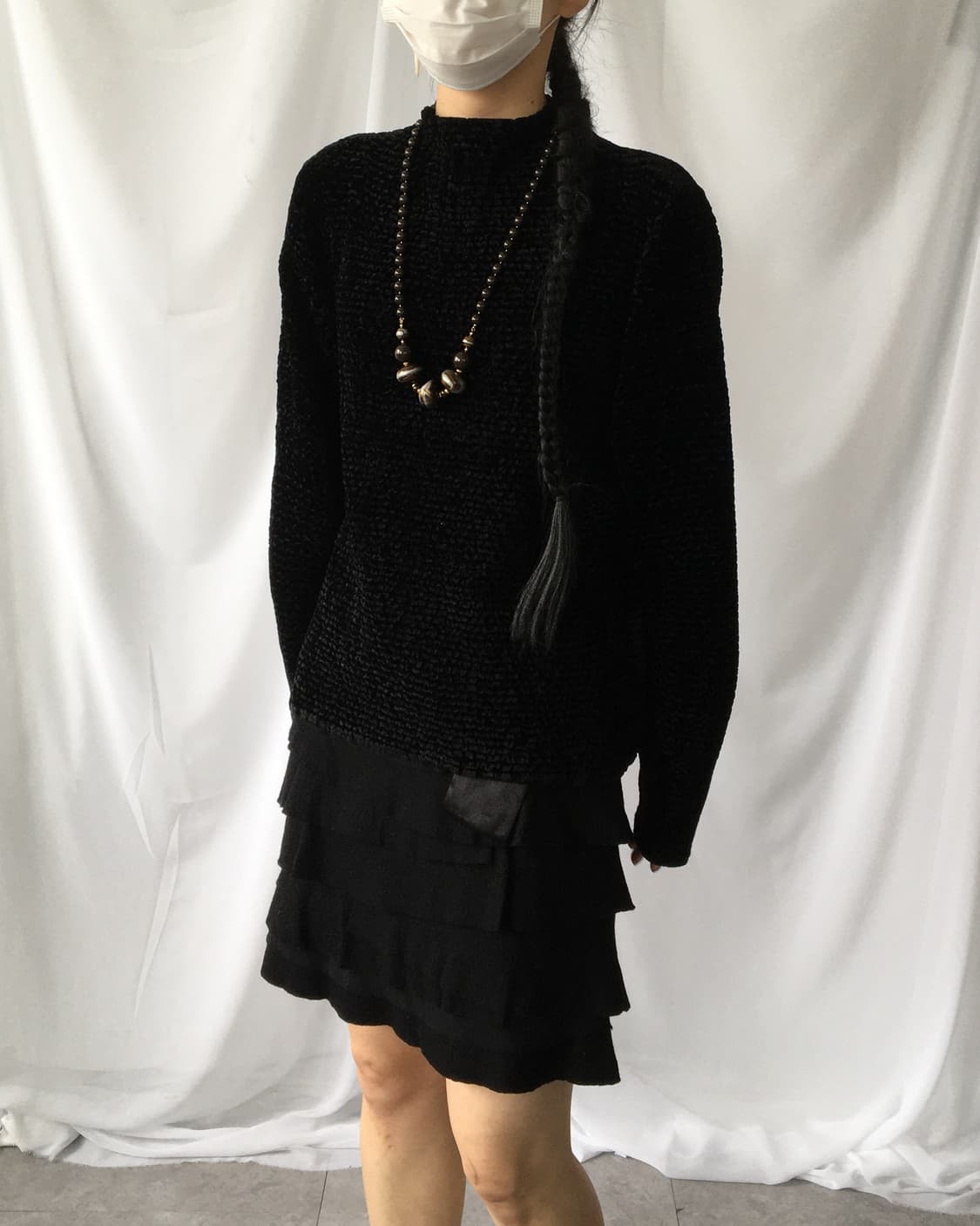 Woolen unbalanced layer point skirt 상품이미지8