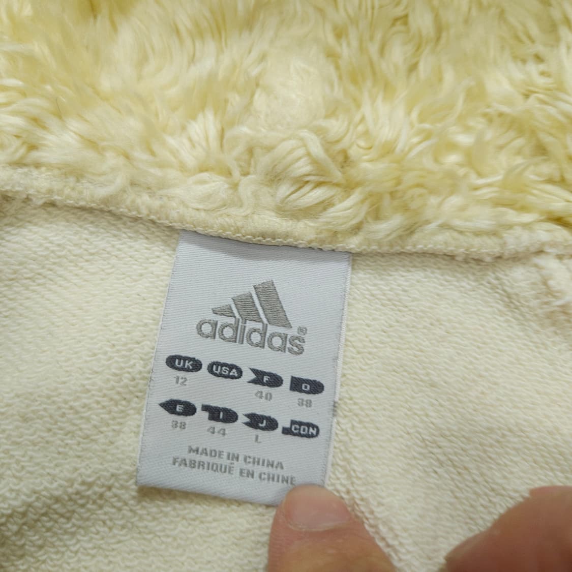 아디다스 삼선 퍼 후드 집업 아이보리 상품이미지5