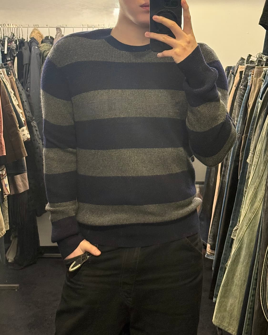 바나나 리퍼블릭 메리노 울 나일론 혼방 스트라이프 단가라 니트 스웨터 S 상품이미지2