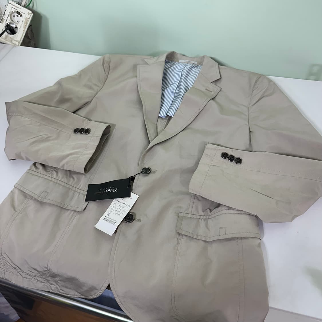 택달린새것 95-100 지센 딥베이지 싱글 나일론 블레이져 상품이미지1