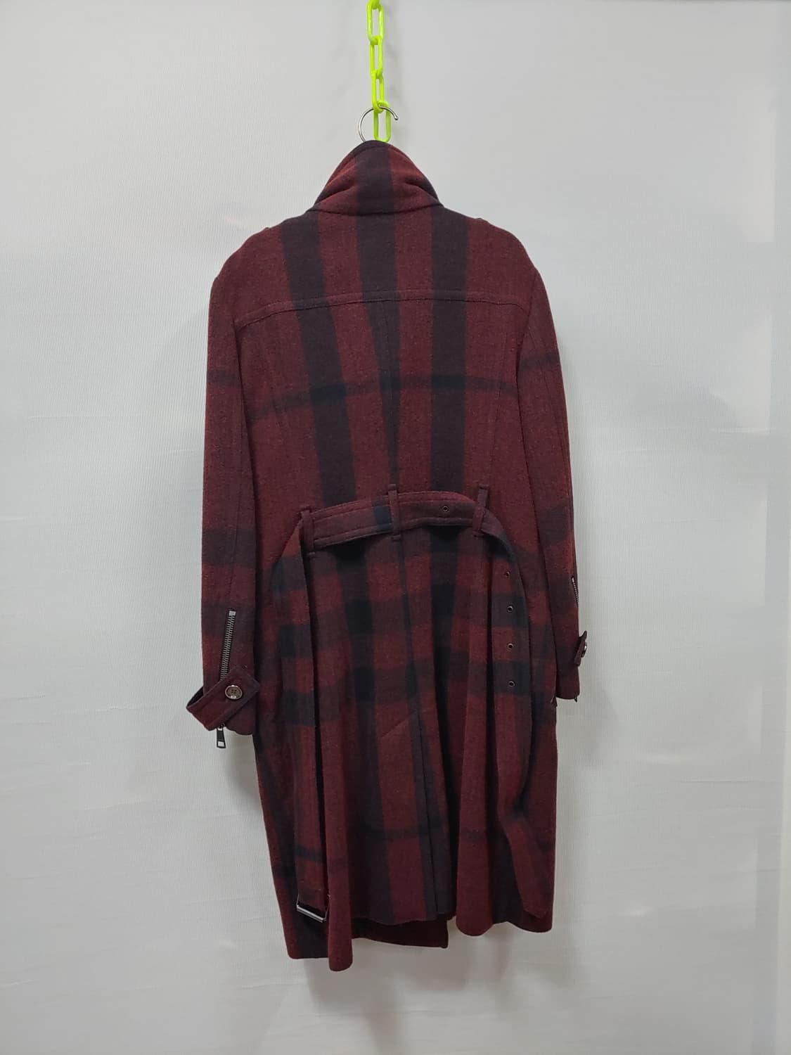 버버리 체크 패턴 롱 코트 버건디 여성 ITA44 국내55~66 상품이미지2