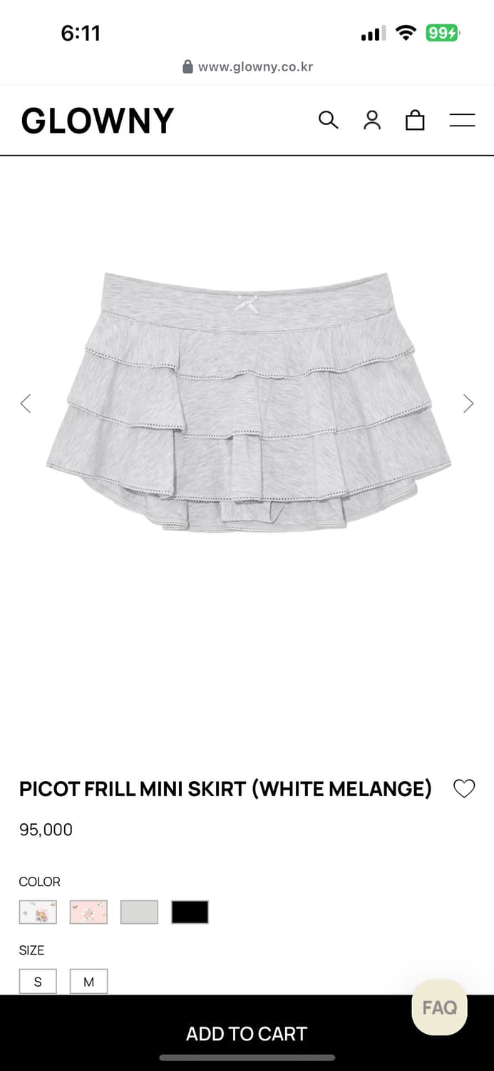 글로니 피코 프릴 미니 스커트 화이트멜란지 m 새거팝니다 상품이미지5