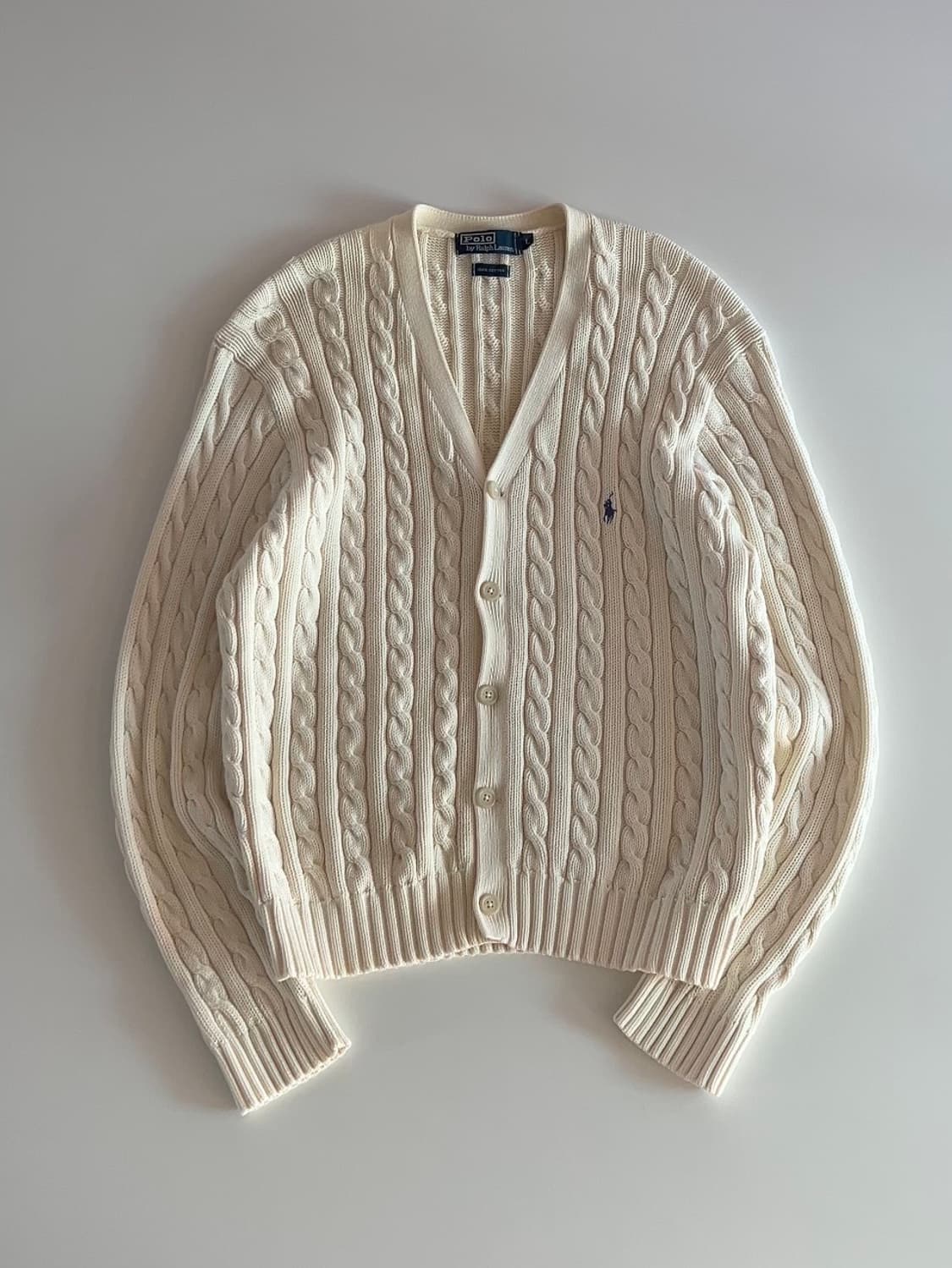 폴로 랄프로렌 아이보리 케이블 니트 가디건 L 상품이미지1