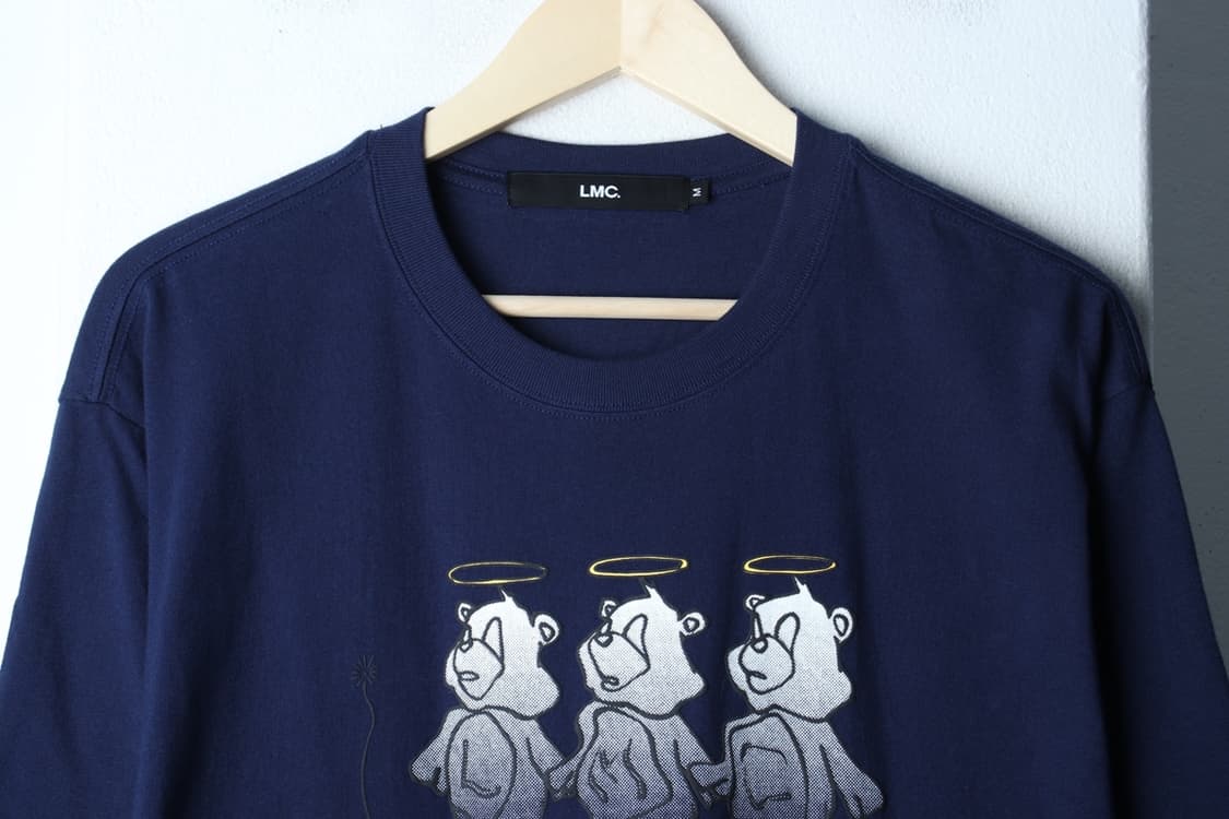 (M-XL) 엘엠씨 반팔 티셔츠 곰돌이프린팅 네이비 키치-H32807 상품이미지3