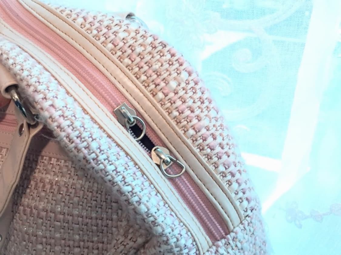 𝄞 음표키링 갸루 베이비핑크 트위드 토트백 상품이미지6