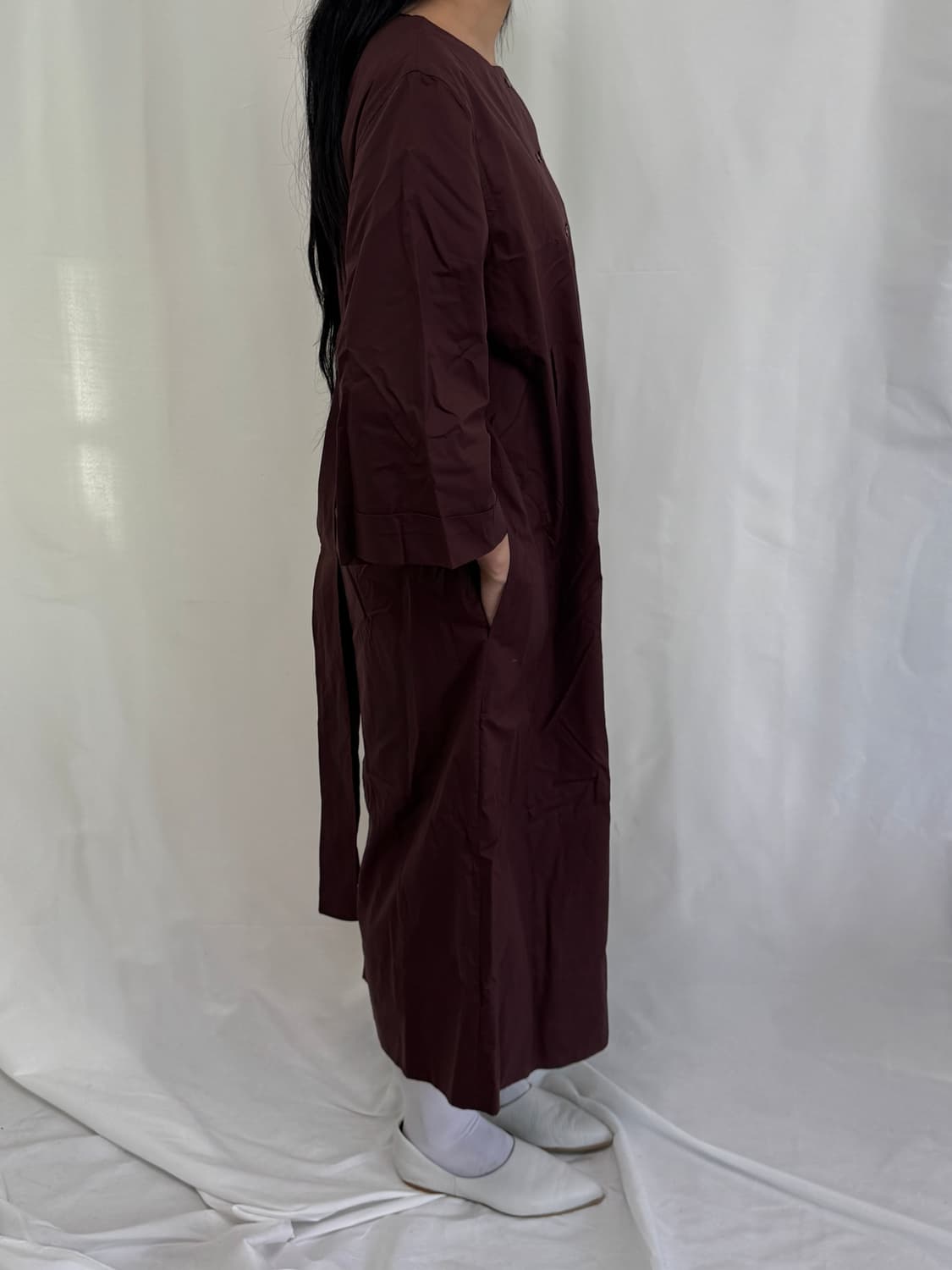 Soeur 와인색 셔츠 원피스 상품이미지7