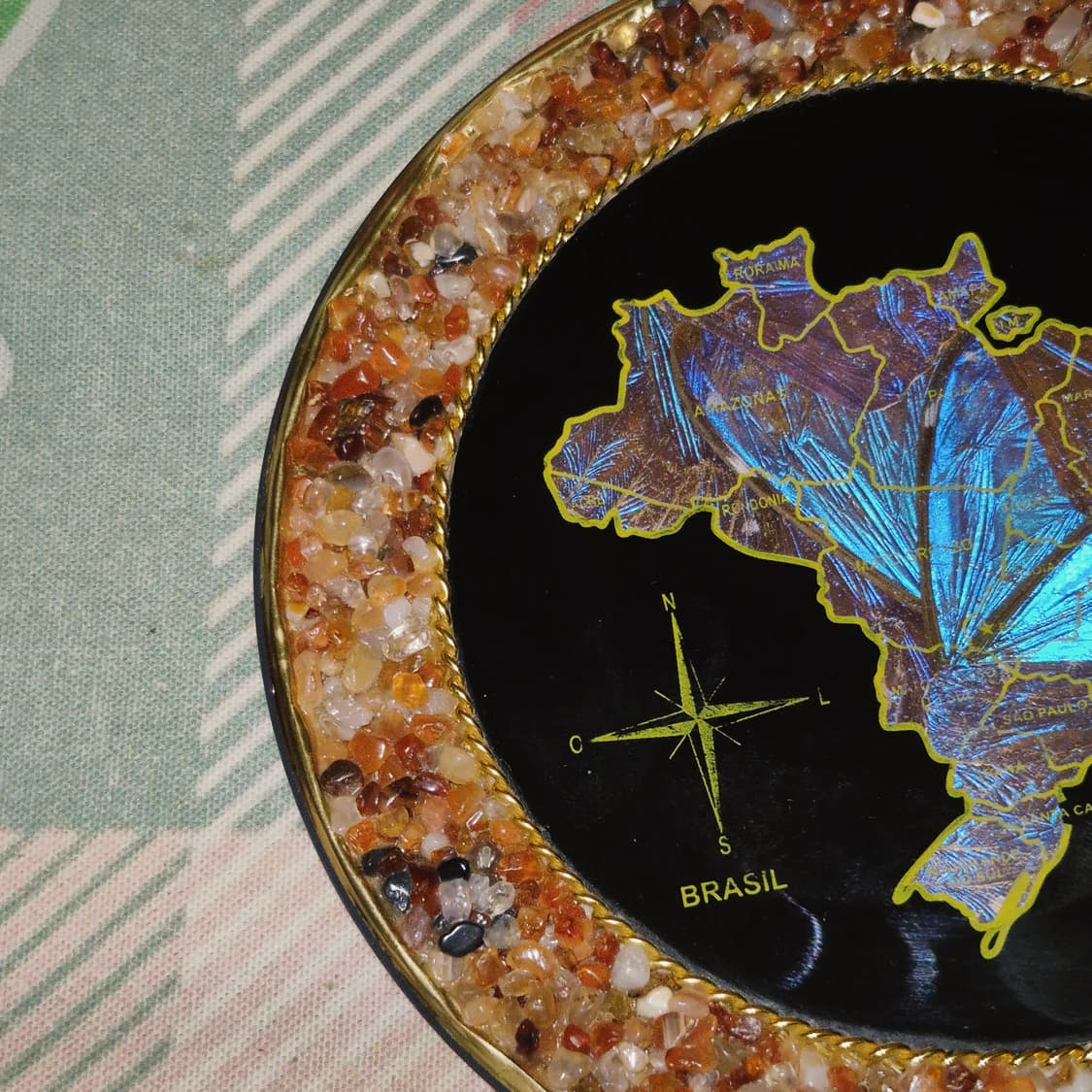 90s 브라질 모르포 나비 날개 천연석 장식 상품이미지7