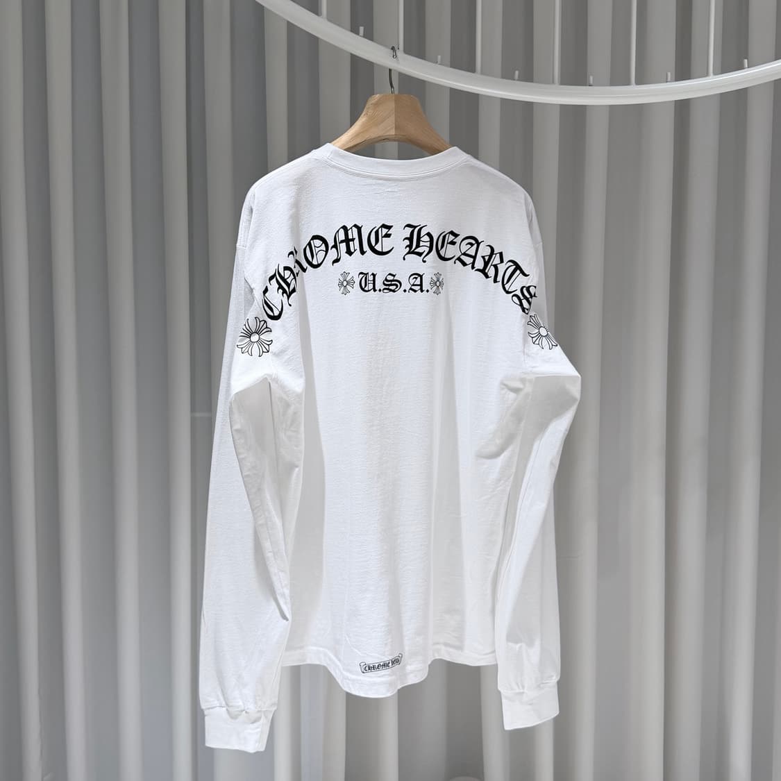 (S+급/XL) / 크롬하츠 USA 아치 백 로고 화이트 포켓 롱슬리브 상품이미지5