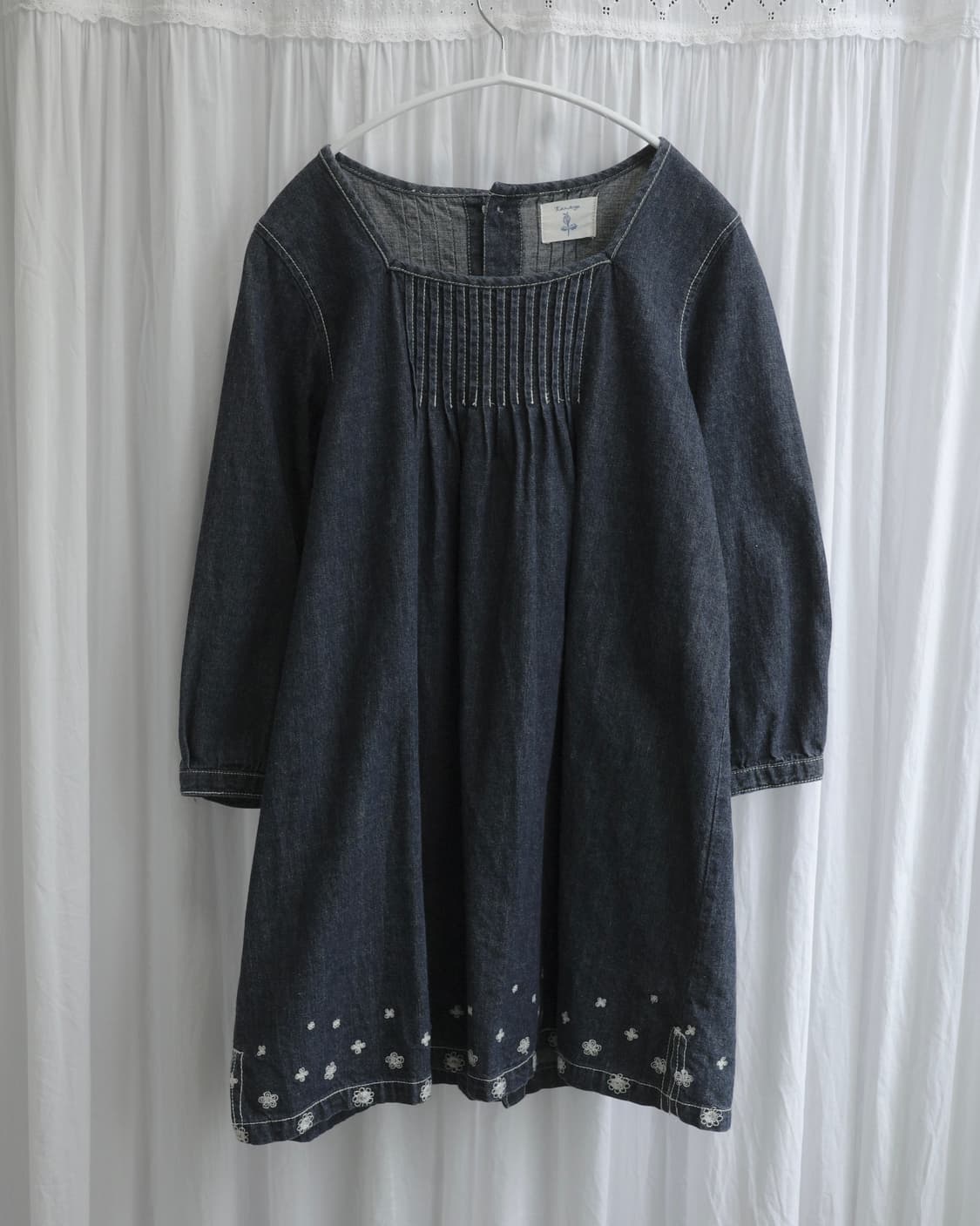 Denim flower point dress 상품이미지2