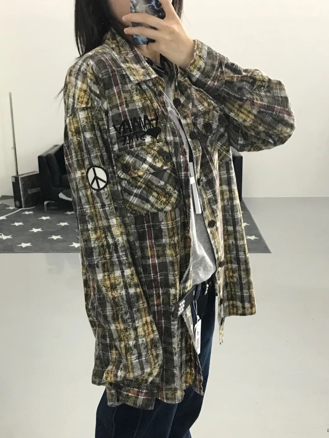 하와이안스타일 프린팅 체크셔츠 상품이미지3