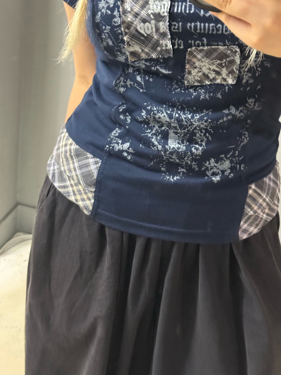 check pattern point lettering top 상품이미지4