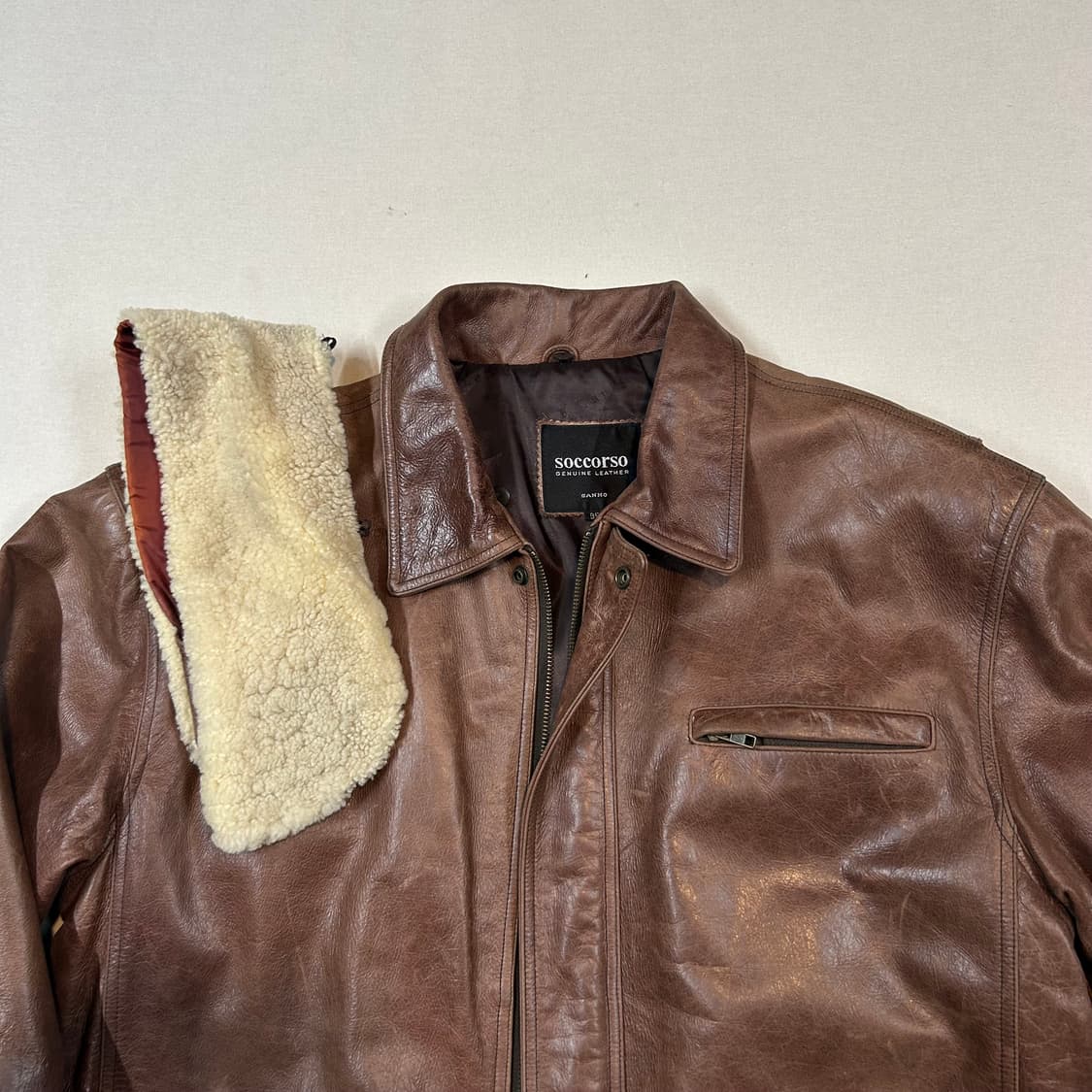 L) SOCCORSO 소가죽 무스탕 레더 자켓 상품이미지3