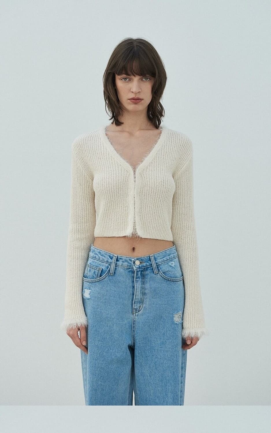 다이애그널 트리밍 퍼 가디건 상품이미지1