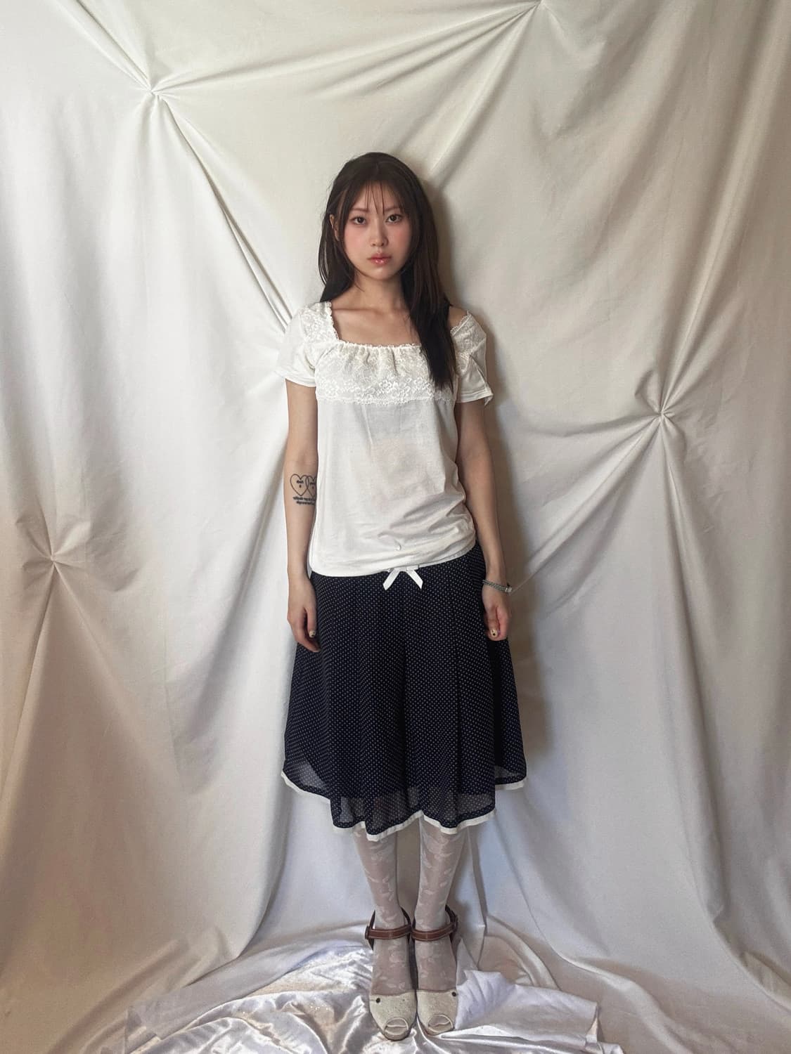 리본 도트 스커트 상품이미지2