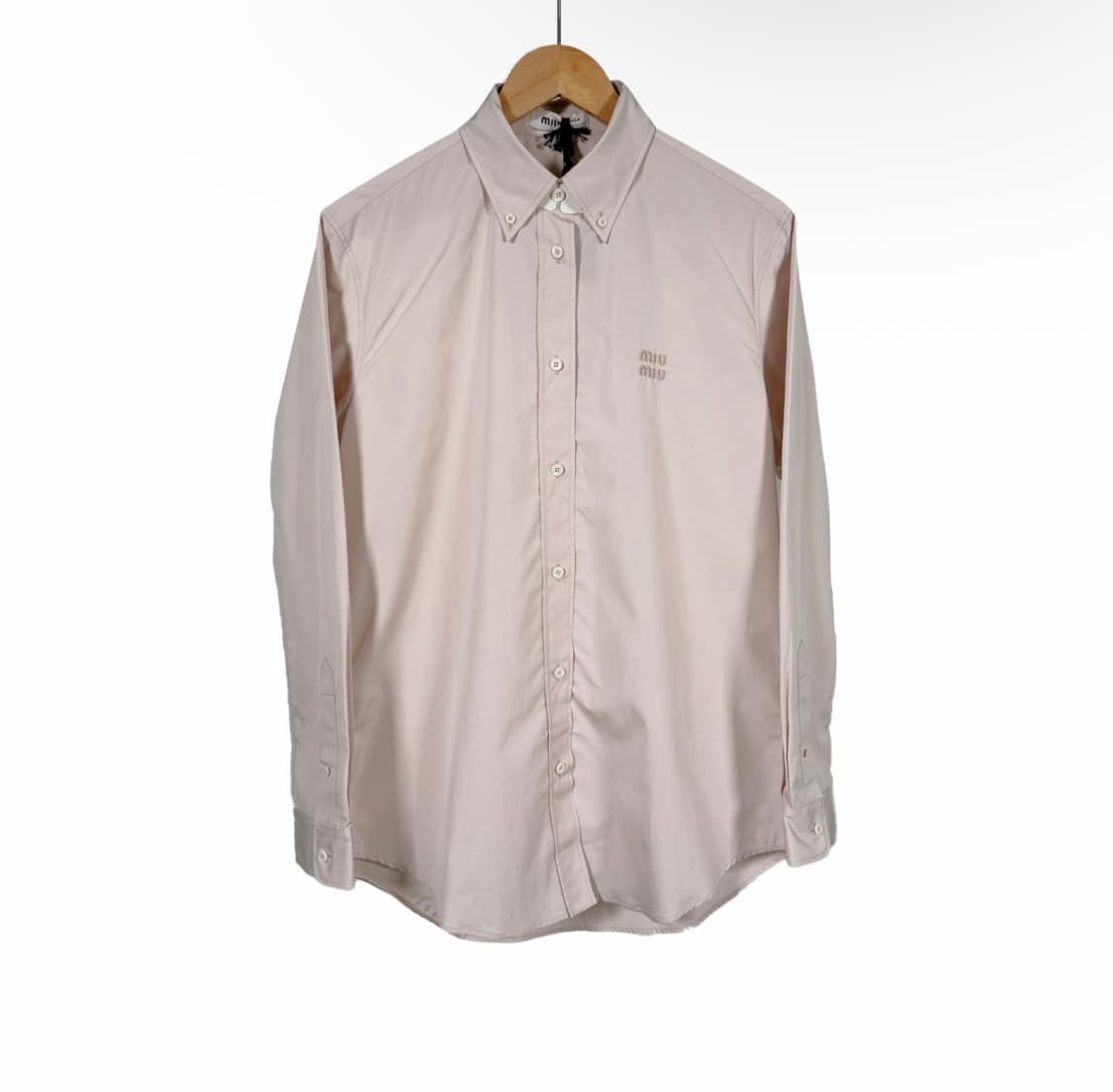 [40] 미우미우 자수 로고 포플린 오버사이즈 셔츠 오팔 핑크 상품이미지1
