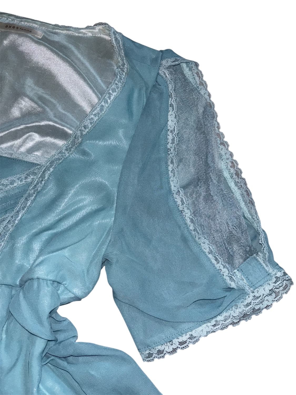 Axes femme mint green lace satin blouse 상품이미지2