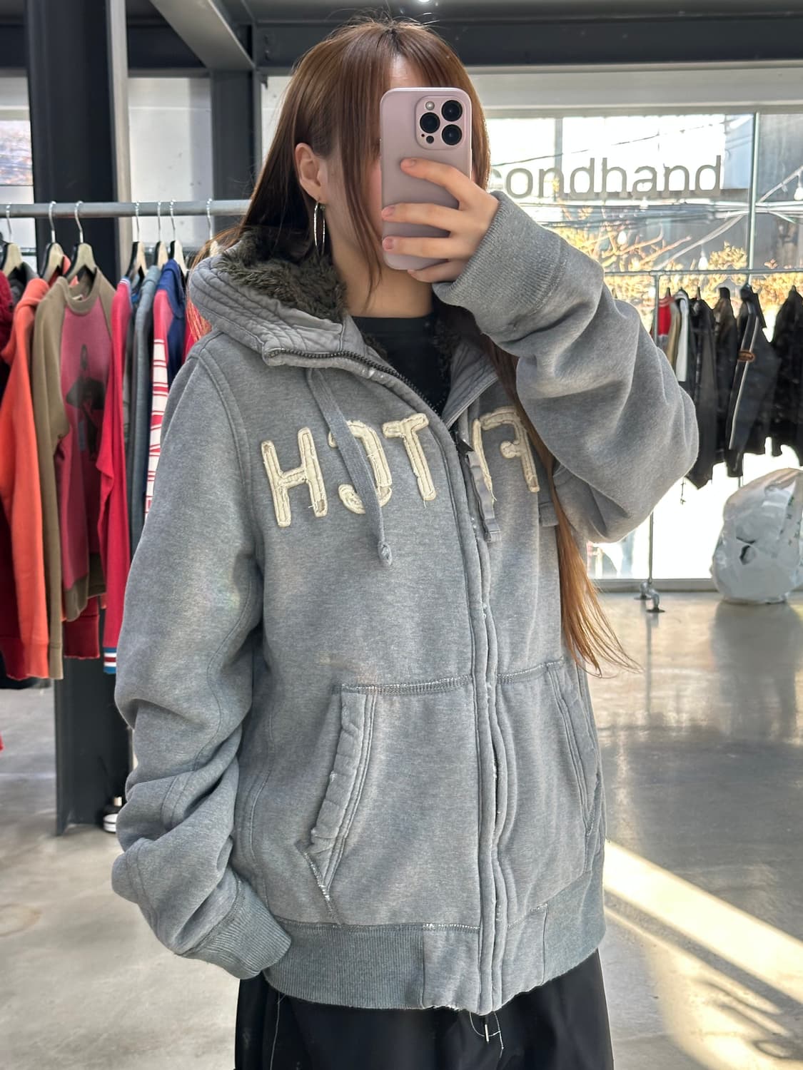 아베크롬비 데미지 울프죠 후드자켓 XL 상품이미지3