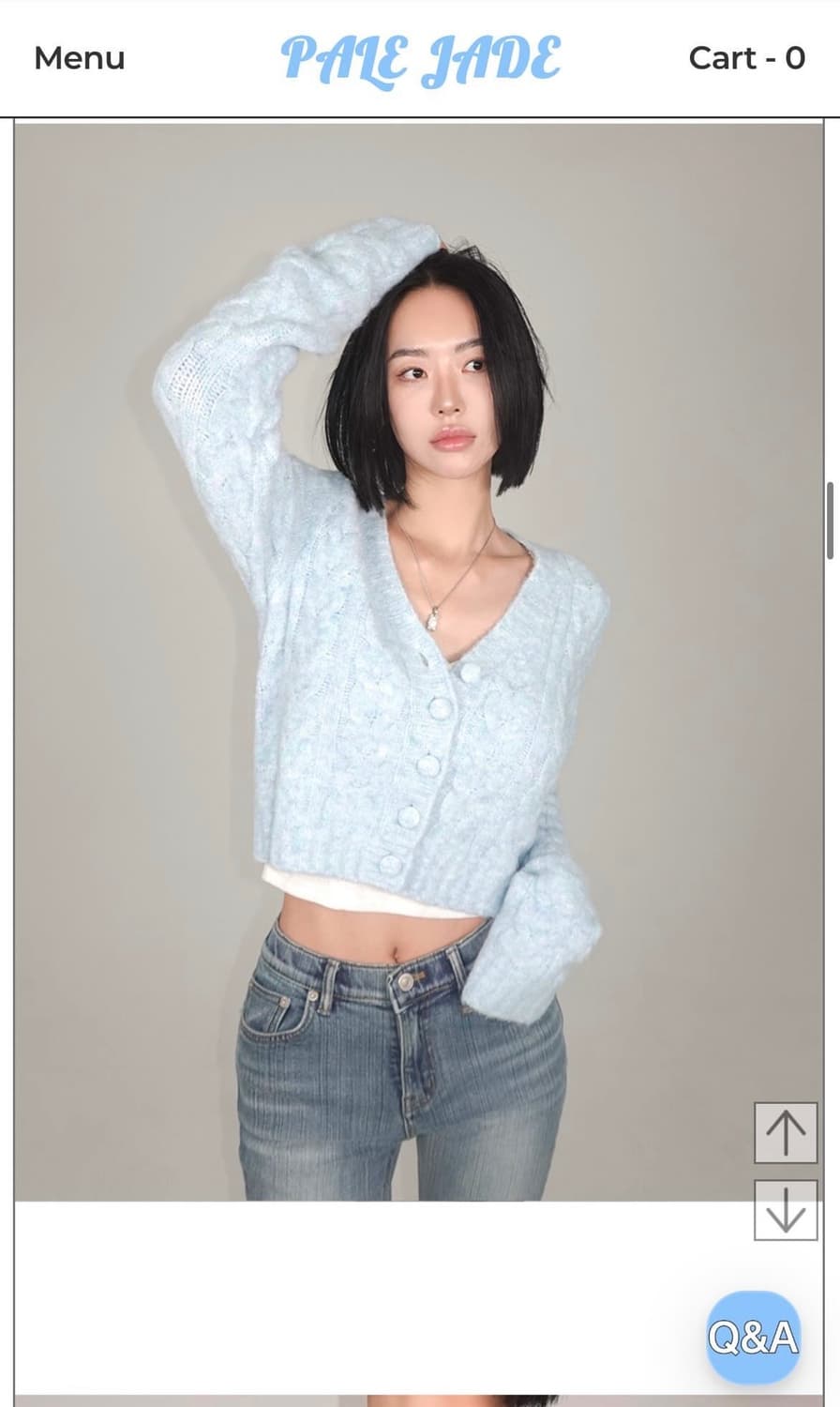 페일제이드 울 헤어리 크롭 가디건 소라 상품이미지1