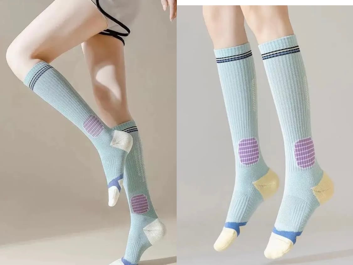 3컬레 가격~파스텔톤 요가 필라테스 러닝 줄넘기 니삭스 스타킹 긴 양말 상품이미지3