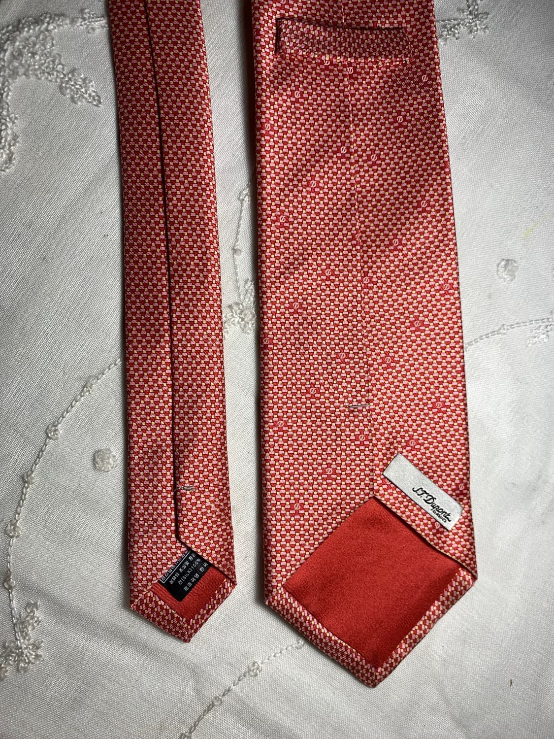 듀퐁 레드 체크 무늬 넥타이 상품이미지2