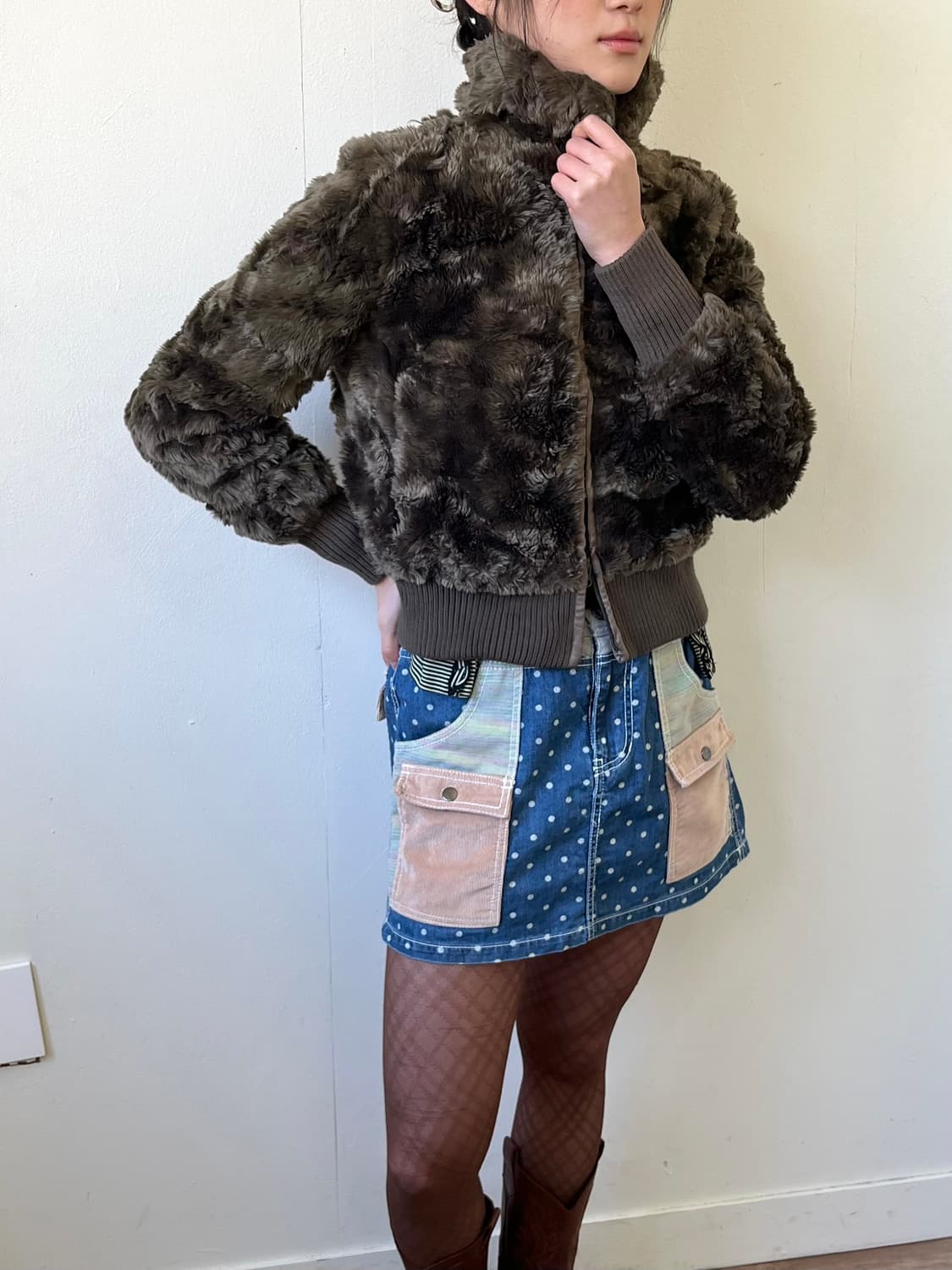 COMME CA ISM 올리브 퍼 자켓 상품이미지4