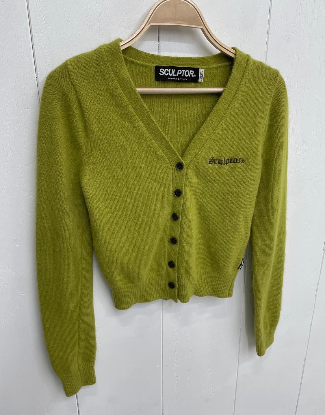 스컬프터(SCULPTOR) 앙고라 혼방 브이넥 크롭 가디건 상품이미지3