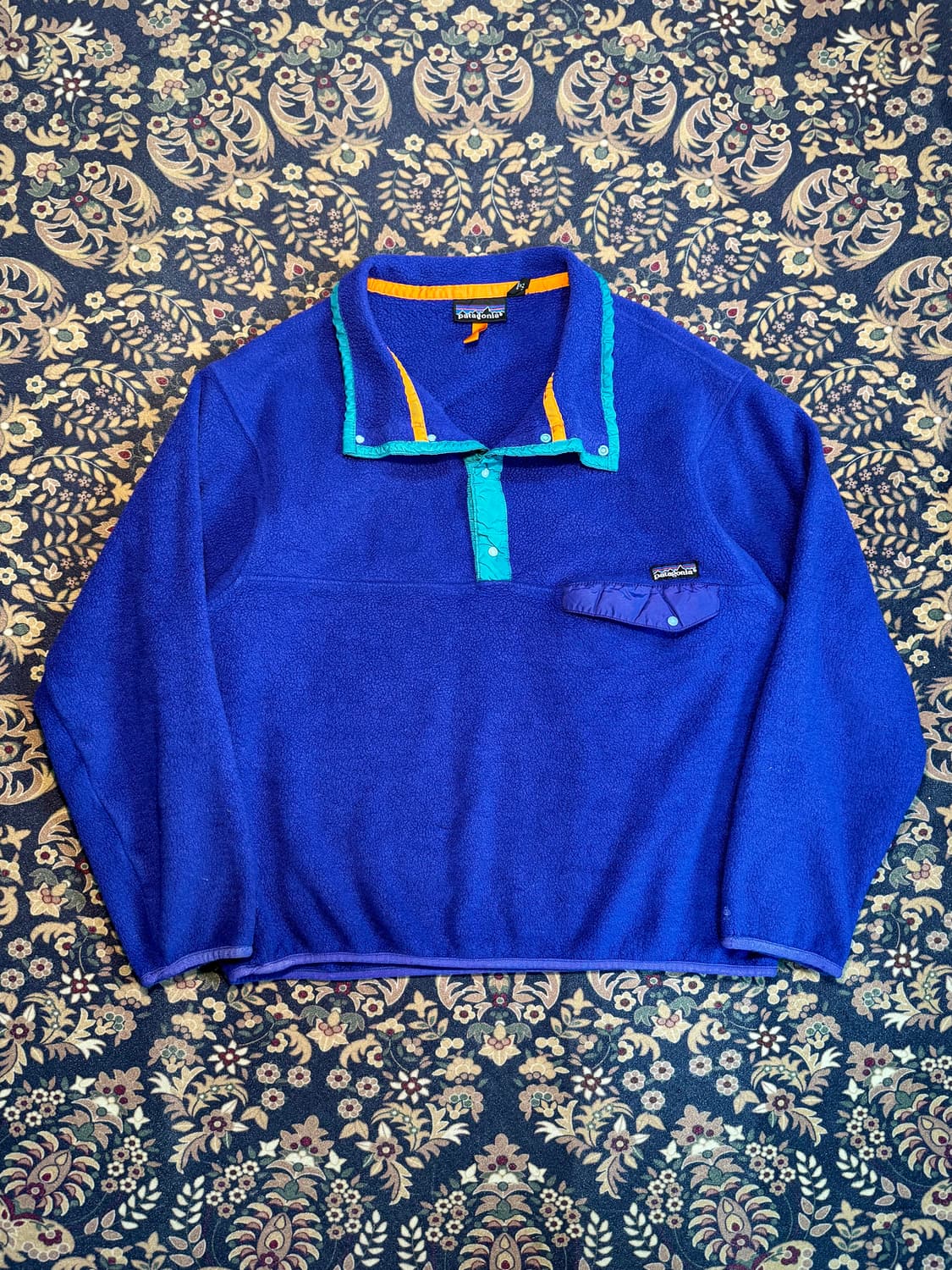 90s 파타고니아 신칠라 스냅티 로얄블루 틸그린 상품이미지1