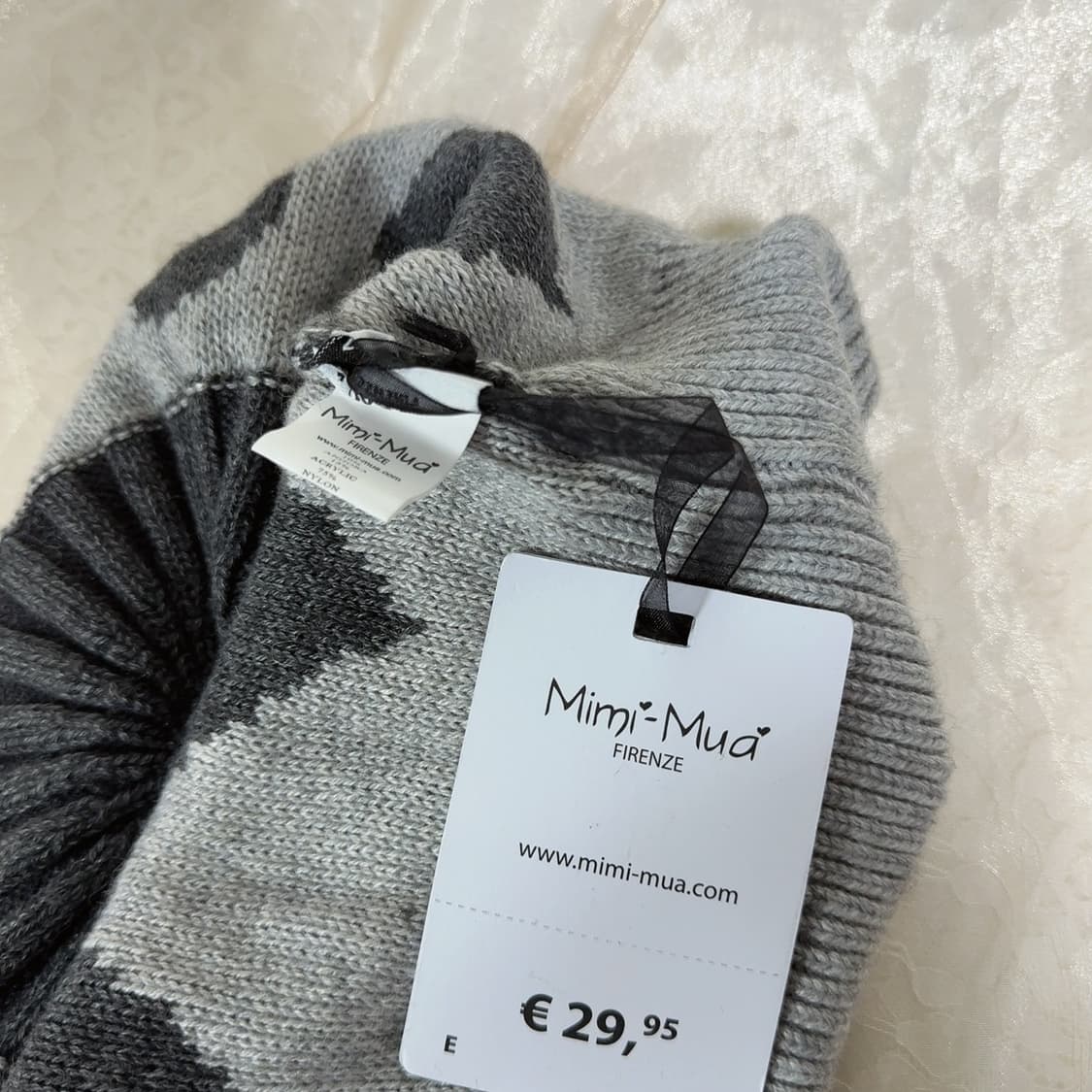 빈티지 Mini-Mua 앙고라 토끼털 하트 큐빅 니트 모자 상품이미지4