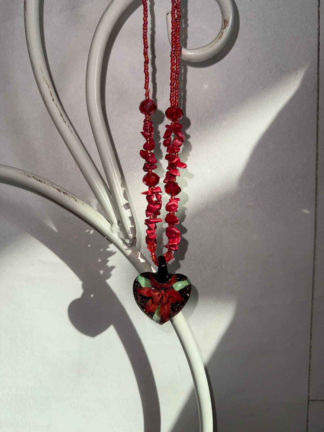 Black oriental flower heart beads 목걸이 상품이미지7