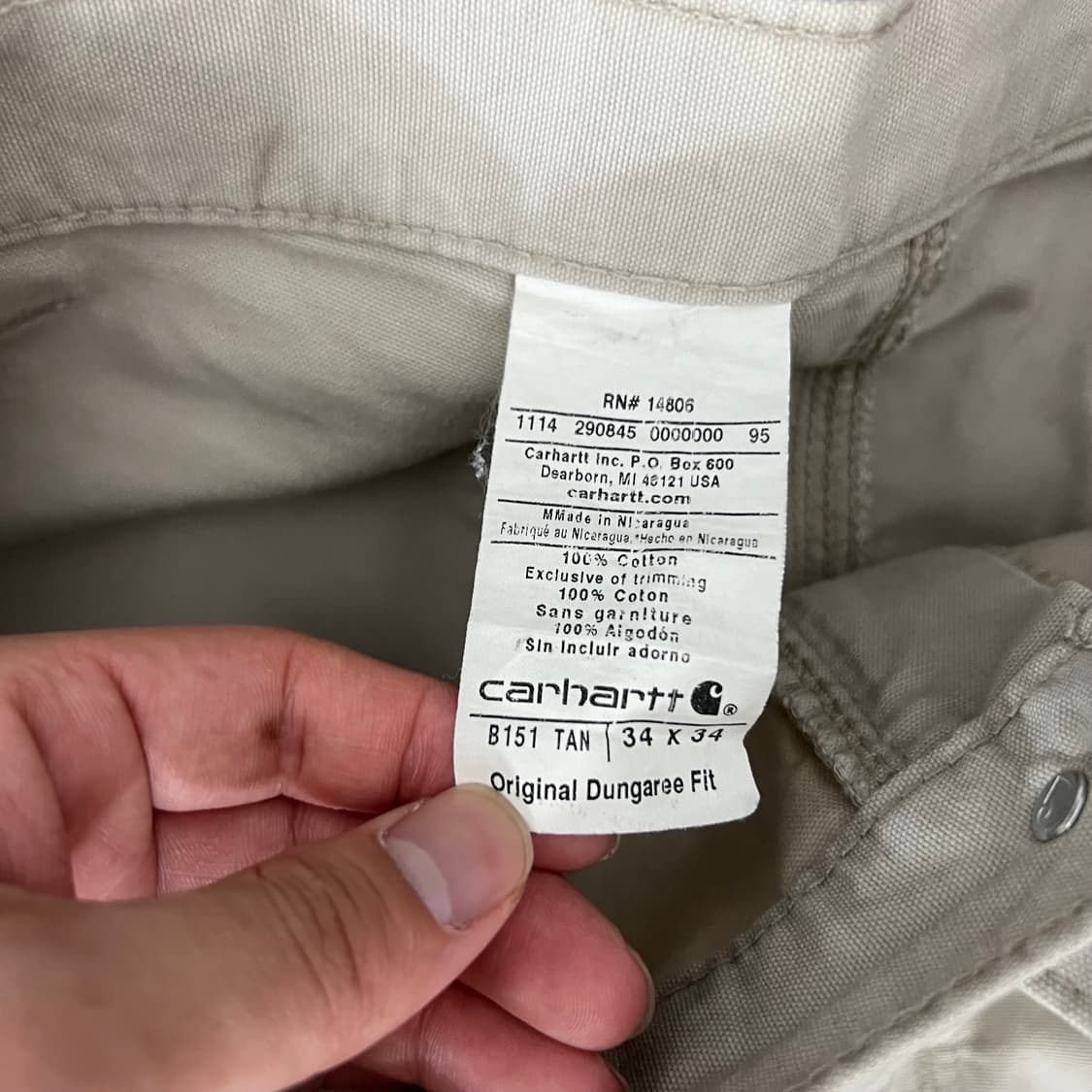 칼하트 B151-TAN 카고 와이드 워크 팬츠 상품이미지6
