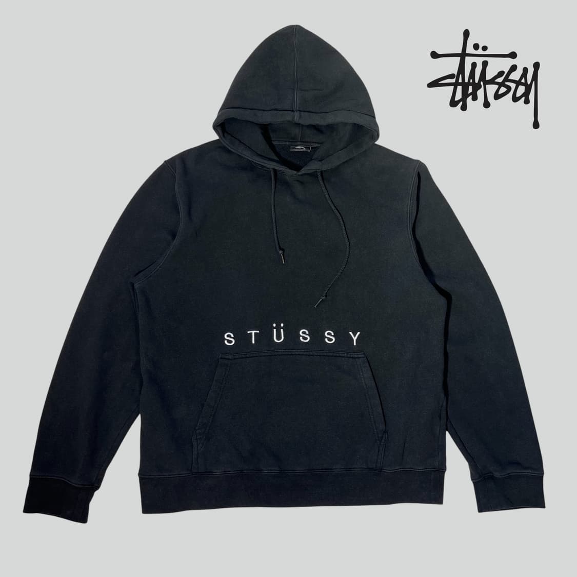 [L]스투시 (USA)블랙 로고 후드티 상품이미지1