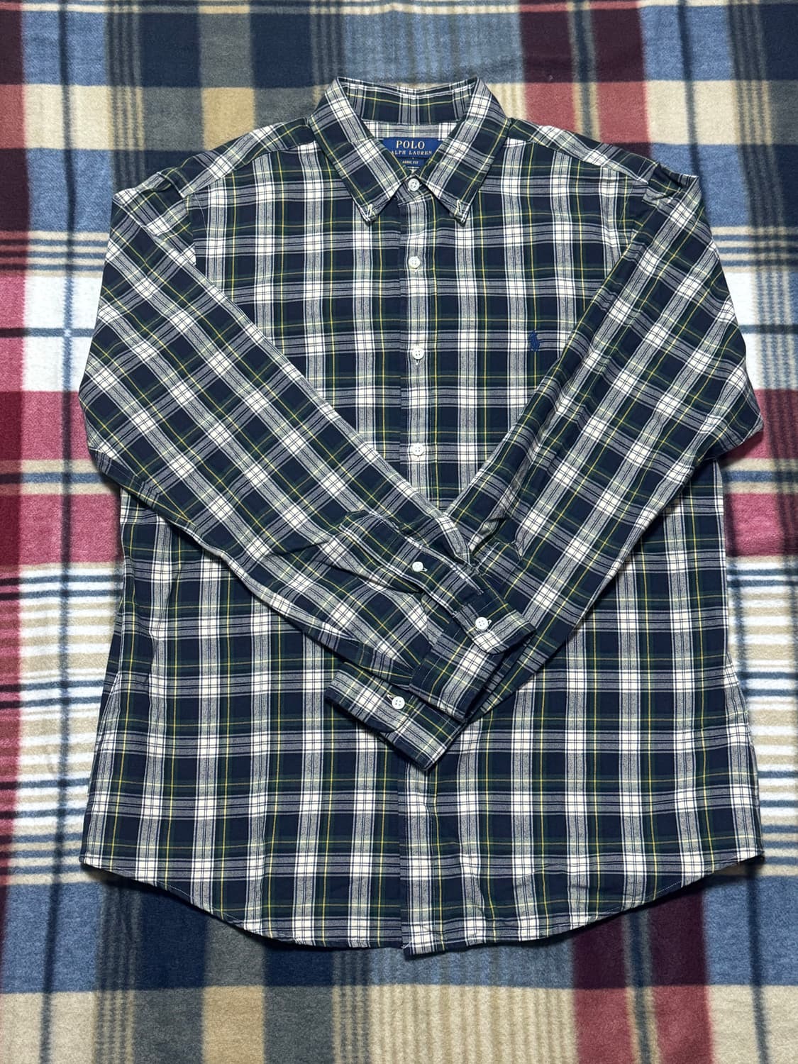 정품) 폴로 플래드 체크 셔츠 (딥 그린, L) 상품이미지2