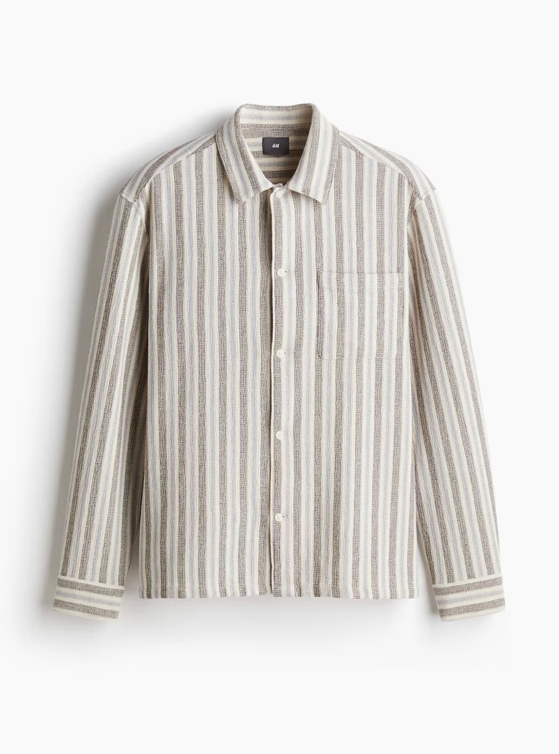 H&M 텍스처 셔츠 레귤러핏 라이트 블루/스트라이프 105 상품이미지1