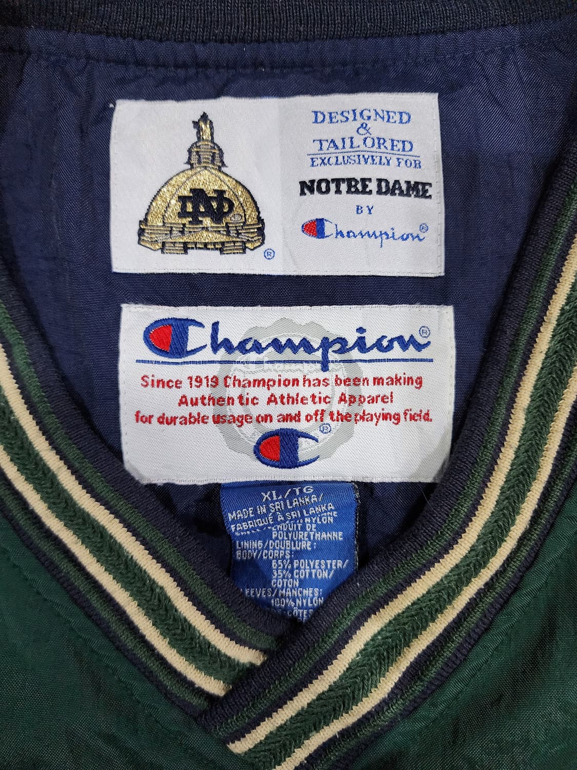 챔피온 노트르담 아이리쉬 빈티지 풀오버 웜업 나일론 맨투맨 XL 상품이미지10