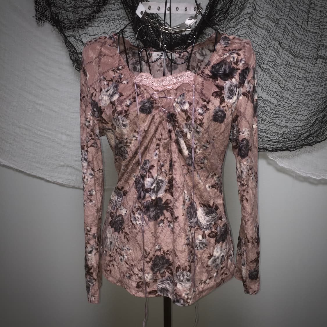 Rosa Cheri flower velvet corset T 상품이미지1