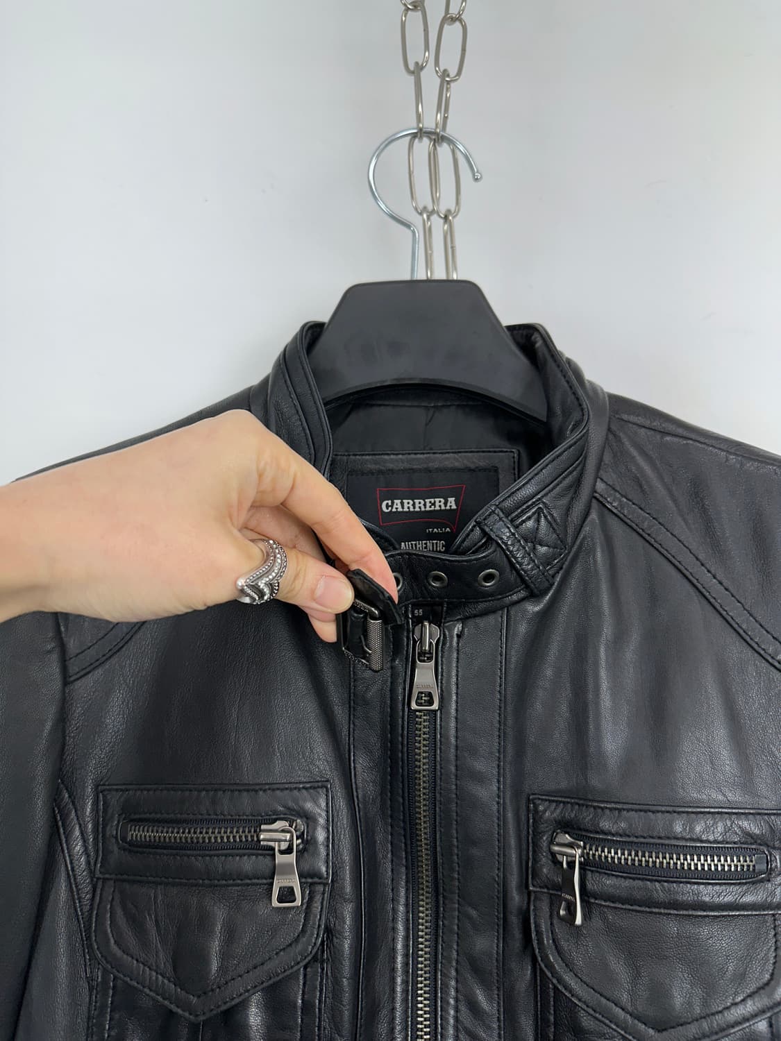 Zip Detail Lambskin Leather Jacket 상품이미지4