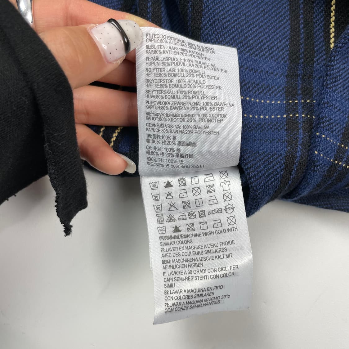 칼하트 블루 그레이 체크 후드 셔츠 상품이미지6