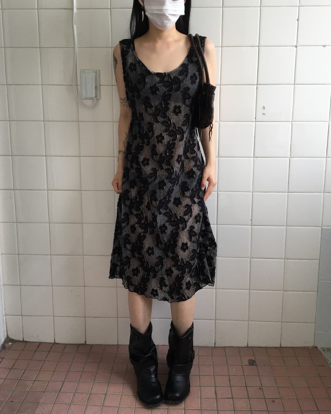 Pattern point sleeveelsss onepiece 상품이미지1