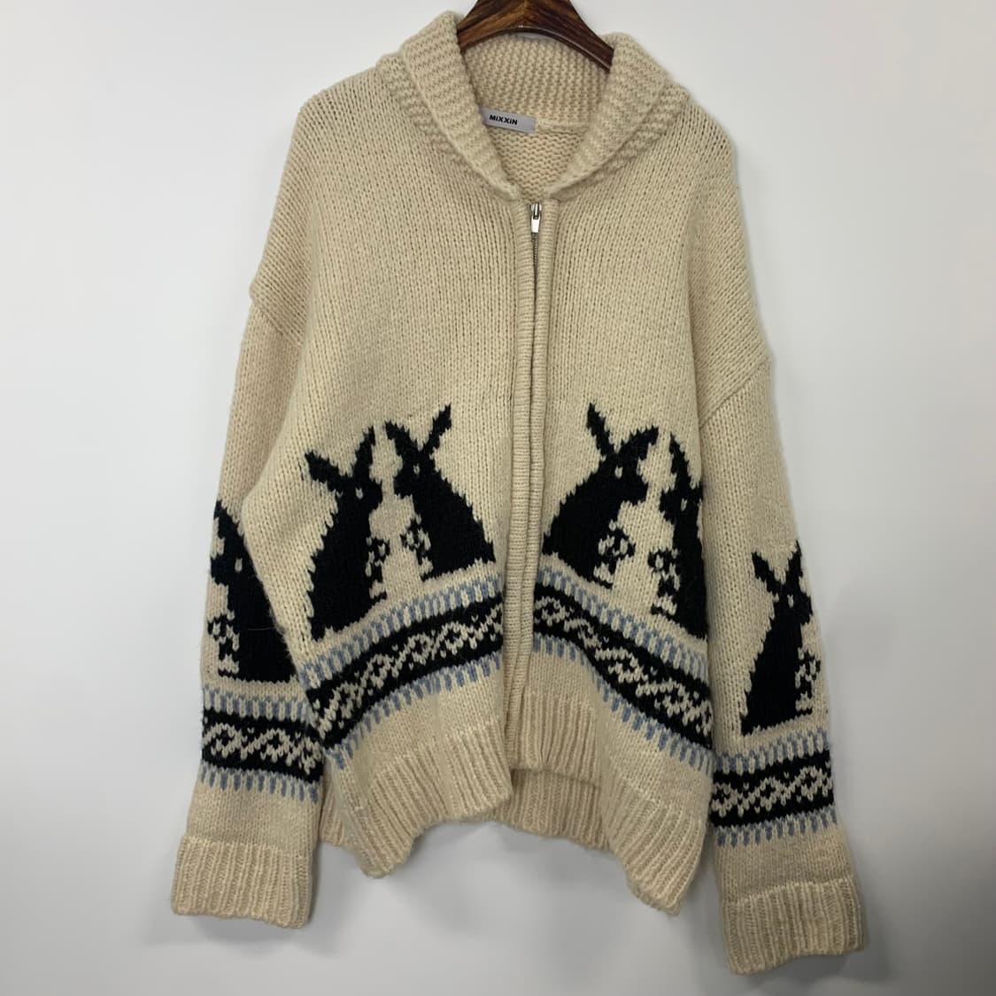 Vintage 노르딕 패턴 니트 집업 가디건  상품이미지2