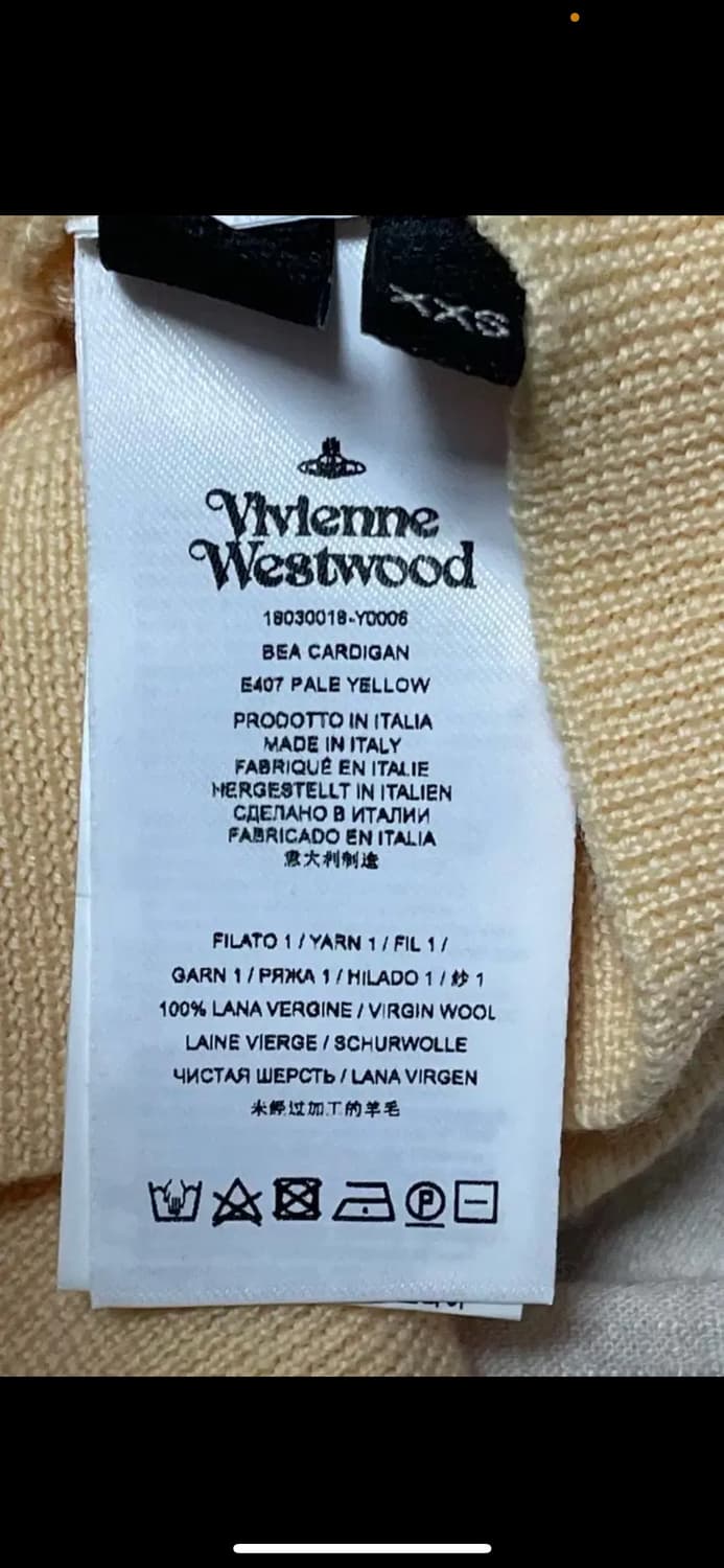xxs 비비안웨스트우드 가디건 베아 페일옐로우 노랑 캐시미어 브이넥 자수 상품이미지7