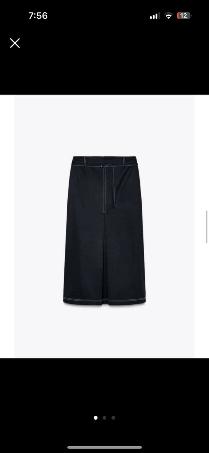 자라 콘트라스트 스티치 미디스커트 상품이미지1