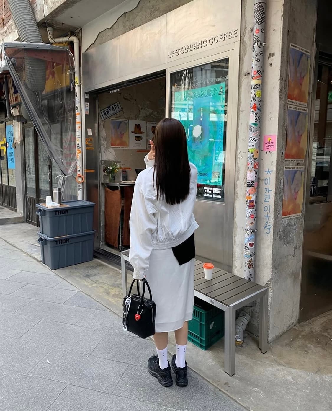 (새상품) 더히어 바이무드 썸머 블루종 화이트 상품이미지3