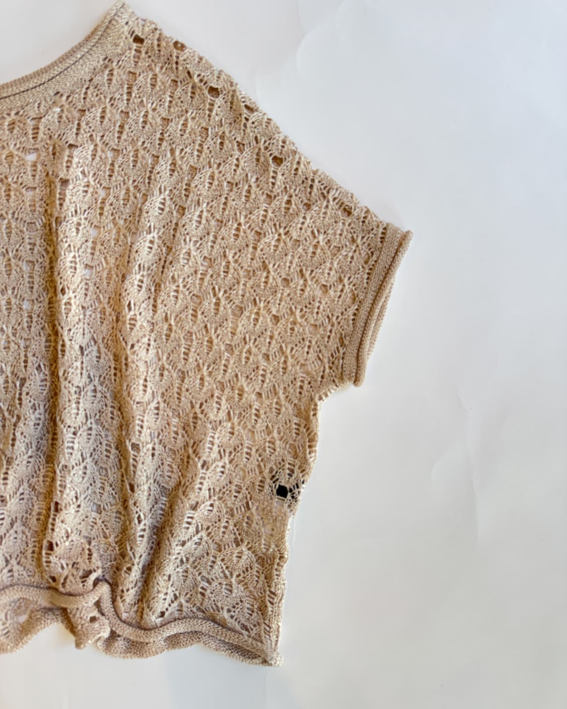 Leaf Pattern Oversized Knit Crop Top  상품이미지2