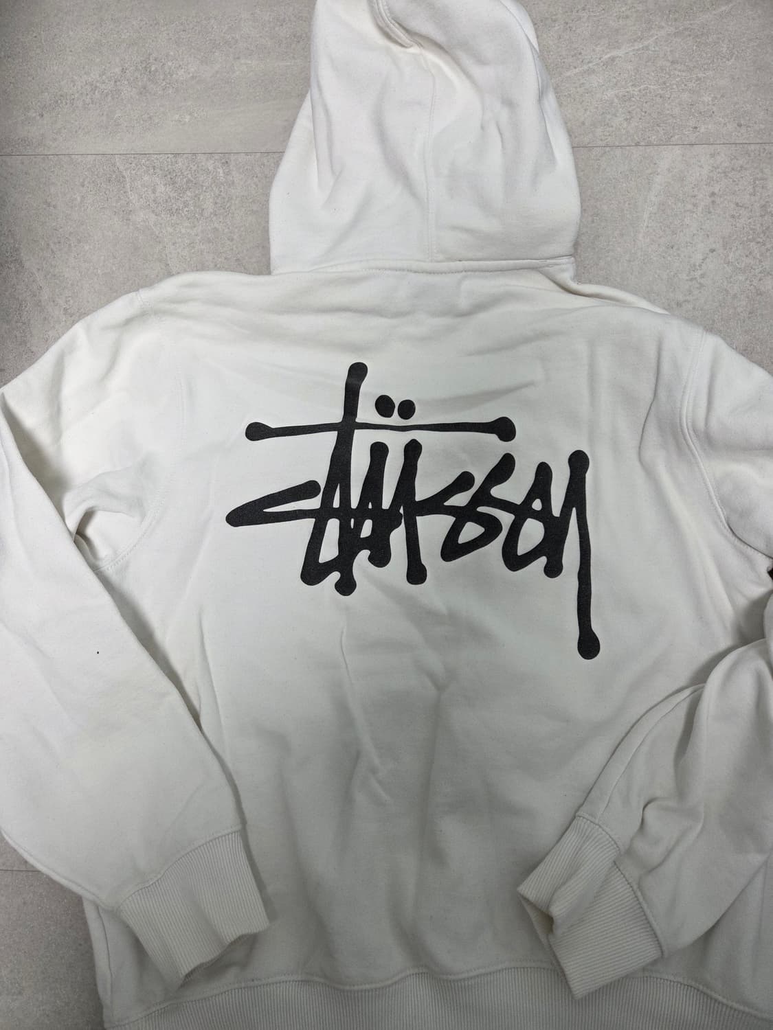 스투시 베이직 로고 후드티 화이트 상품이미지3