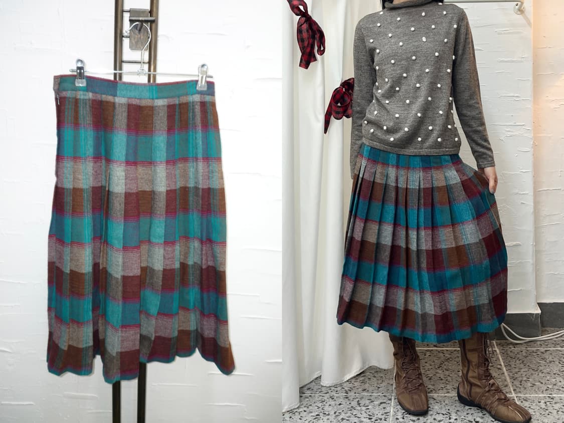 Blue check pattern skirt 상품이미지1