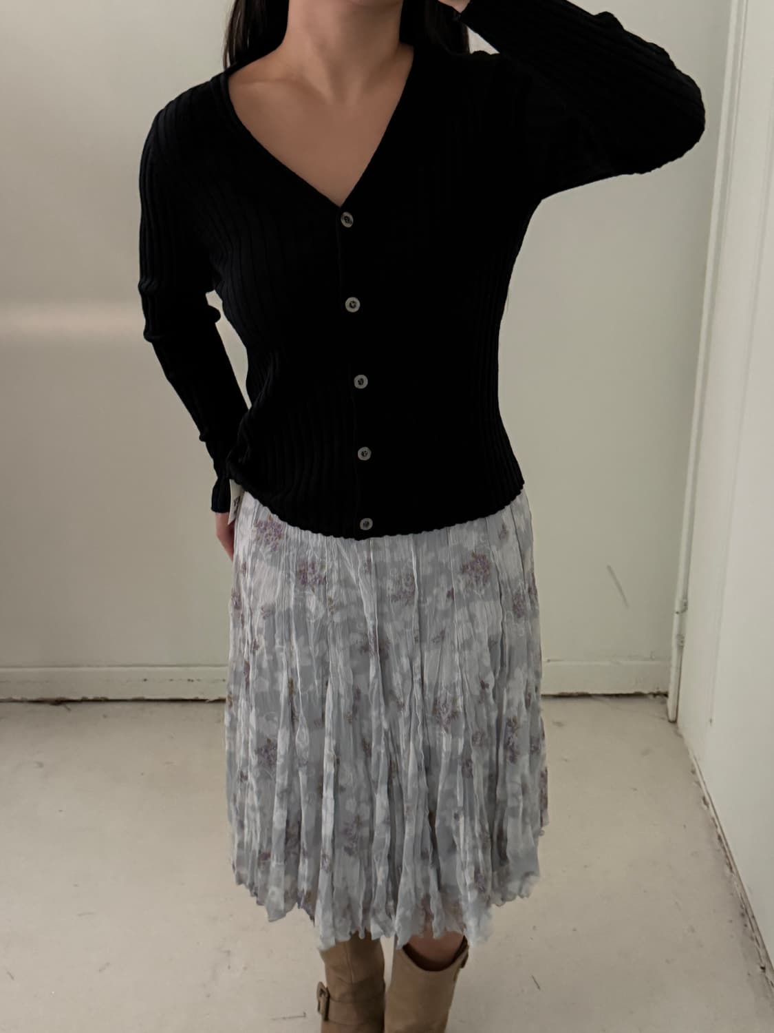 일본빈티지 울 블랙 가디건 상품이미지2